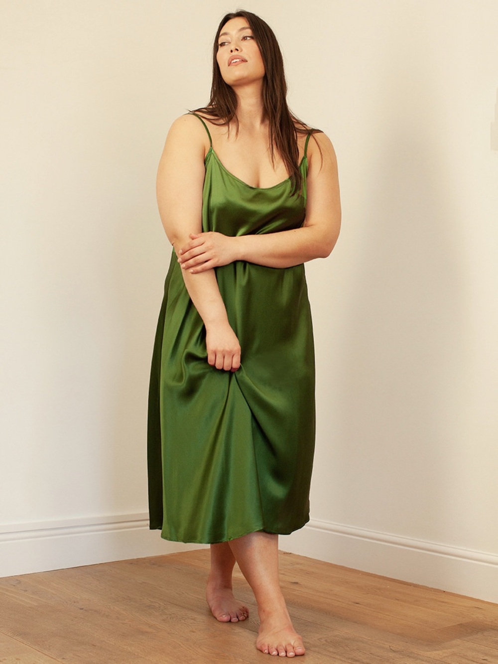 Lora Gene Midi Silk Slip Dress - Navy - Picture 5 of 6